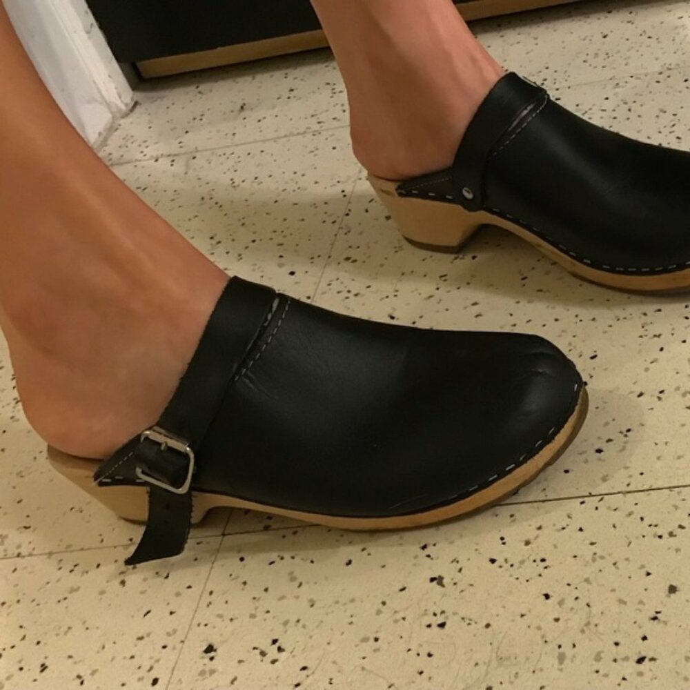 Clogs Leather Swedish Wood 8.5 from Stockholm LOTTA Wood clogs